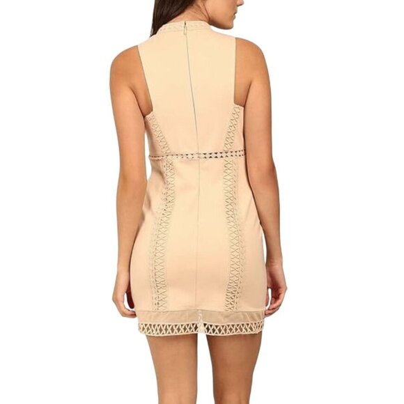 Free People Womens Nude Skyscraper Crochet Lace Trim Sleeveless Mini Dress S - Picture 2 of 11